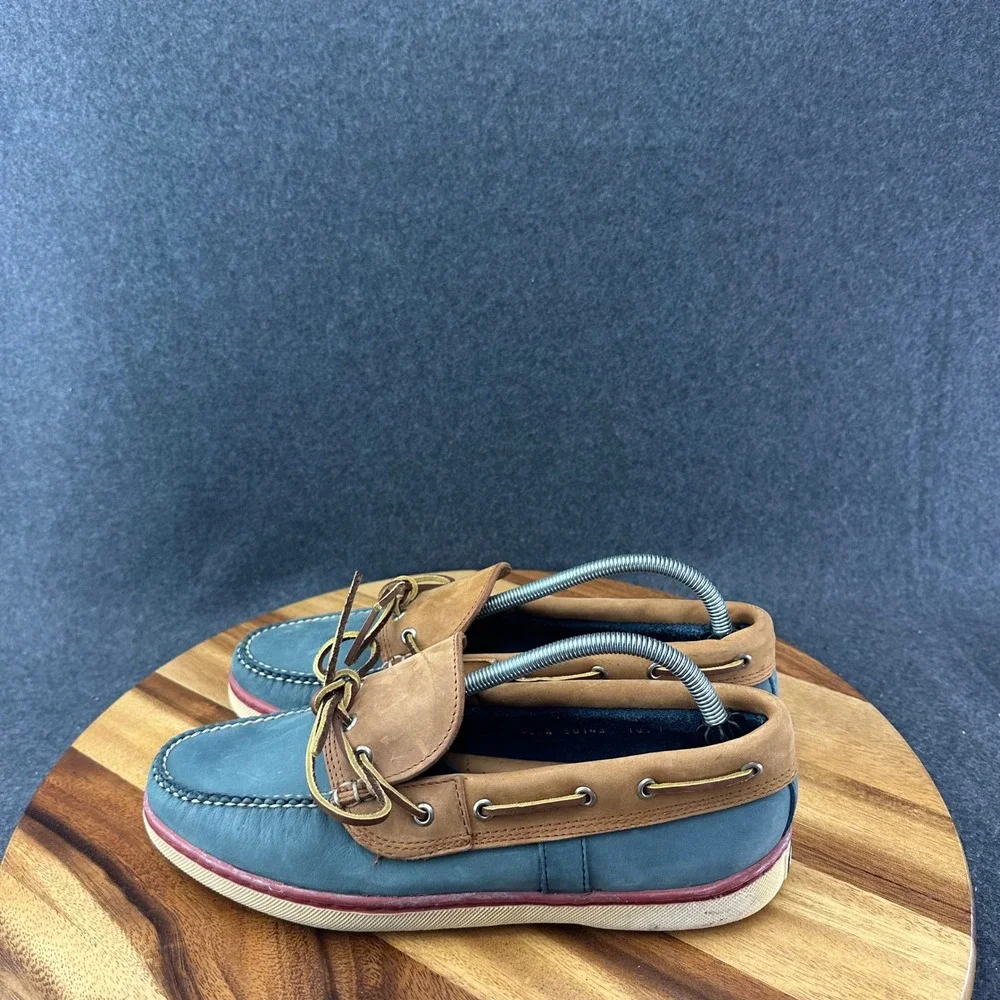 Polo Country Ralph Lauren Mens Blue Brown Leather Boat Shoes Size 10.5 80143